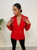 Red Designer Inspired Tweed Blazer