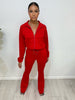 Red Fitted Track Suit