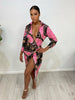 Pink & Black Designer Inspired Wrap Dress